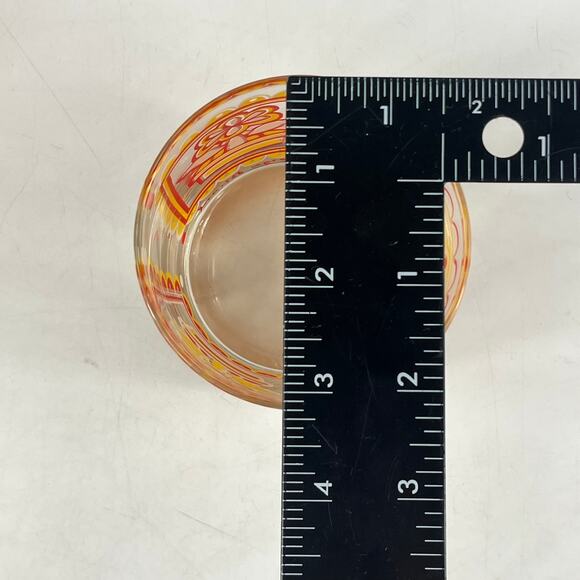 Georges Briard Mid-Century Lowball Glasses Set of 6 Red Yellow Flower Retro - Picture 6 of 7